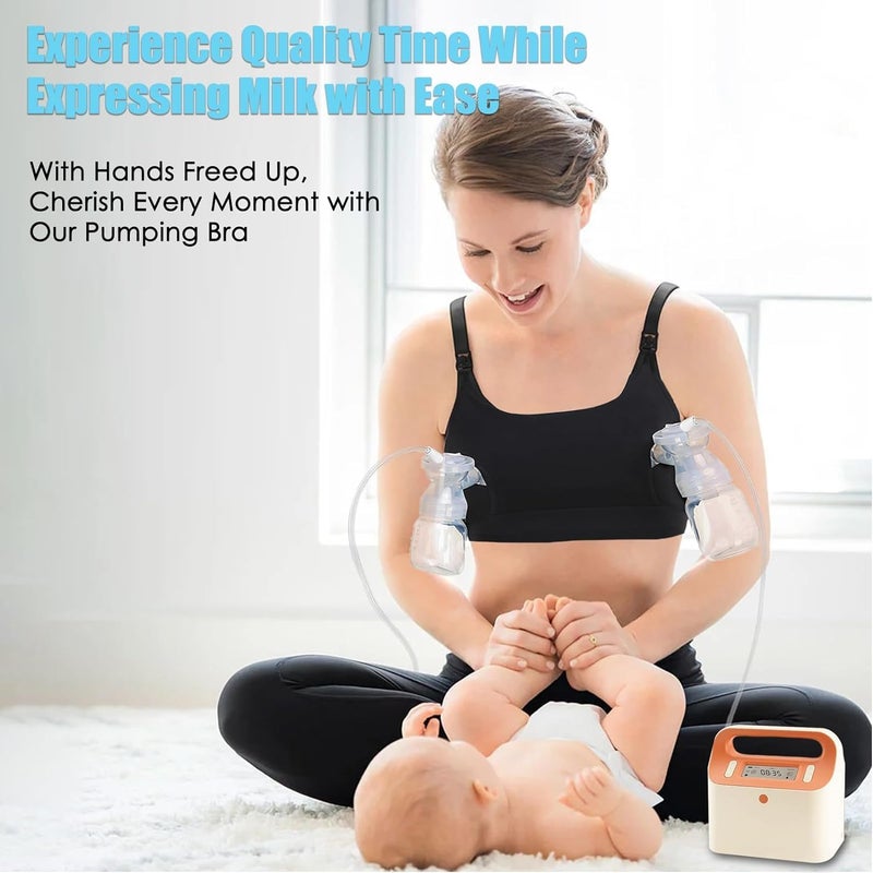 ENSDOAR Hands Free Pumping Bra Hands-Free Breast Pump Bra Nursing Bras for Pumping Adjustable Breast-Pumps Holding and Nursing Bra (Black, Small) - Image 3